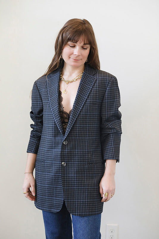 Vintage cheap plaid blazer