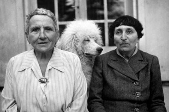 Gertrude Stein and Alice Toklas with white poodle 