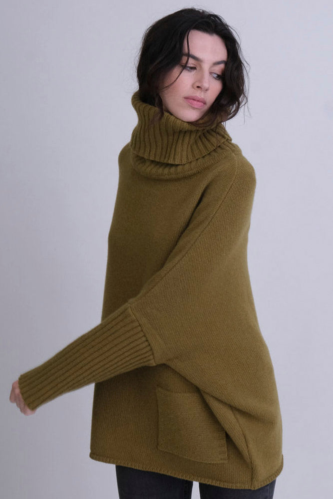 Bibico By Snow - Adela Batwing Turtleneck Jumper - Moss Green