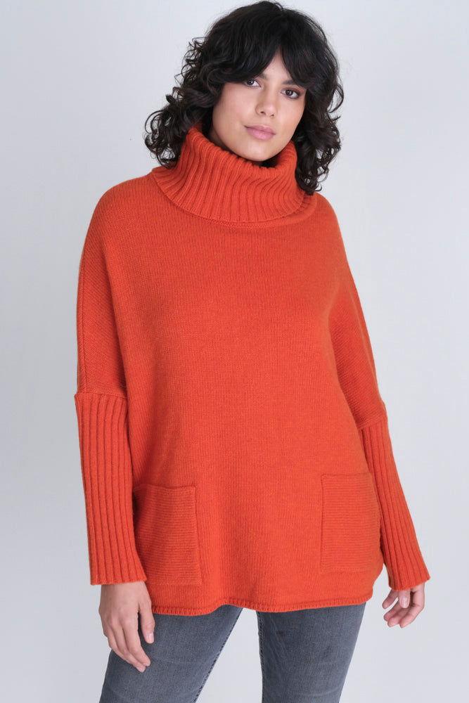 Bibico By Snow - Adela Batwing Turtleneck Jumper - Pumpkin - The