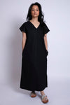 Atsuko V-Neck Dress in  Black