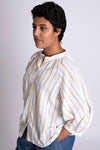 Satomi Poet Sleeve Blouse in Gold Lurex Stripe