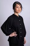 Satomi Poet Sleeve Blouse in Black Voile