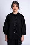 Satomi Poet Sleeve Blouse in Black Voile