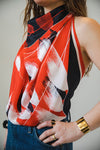 Cura Found - Vintage 80s Silk Scarf Abstract