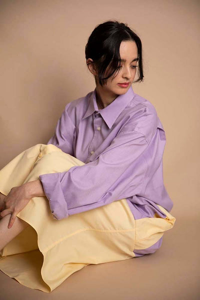 An exclusive capsule collection of 11 reworked vintage men shirts: the Reimagined Boyfriend Shirtdresses. Reuse is the most sustainable act of slow living.