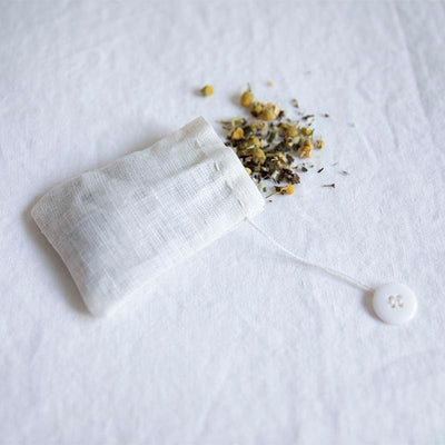 The Cura Co upcycled 100% l linen reusable sustainable tea bags with loose leaf organic Aesthete Tea
