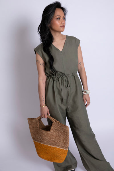 Michi Linen Jumpsuit- Sage