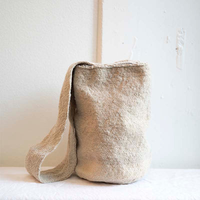 Large cream Mochila Bag ethically made in Colombia. Handspun from 100% virgin wool.