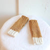 Daffodil yellow and white fingerless gloves made from alpaca wool by Awamaki