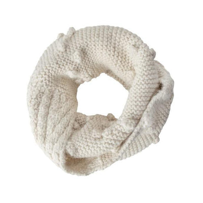 White oatmeal infinity scarf made of 100% alpaca