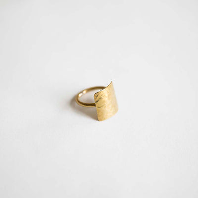 Side view of the Artisan Made Brass Square ring ethically made from sustainable brass in Kenya