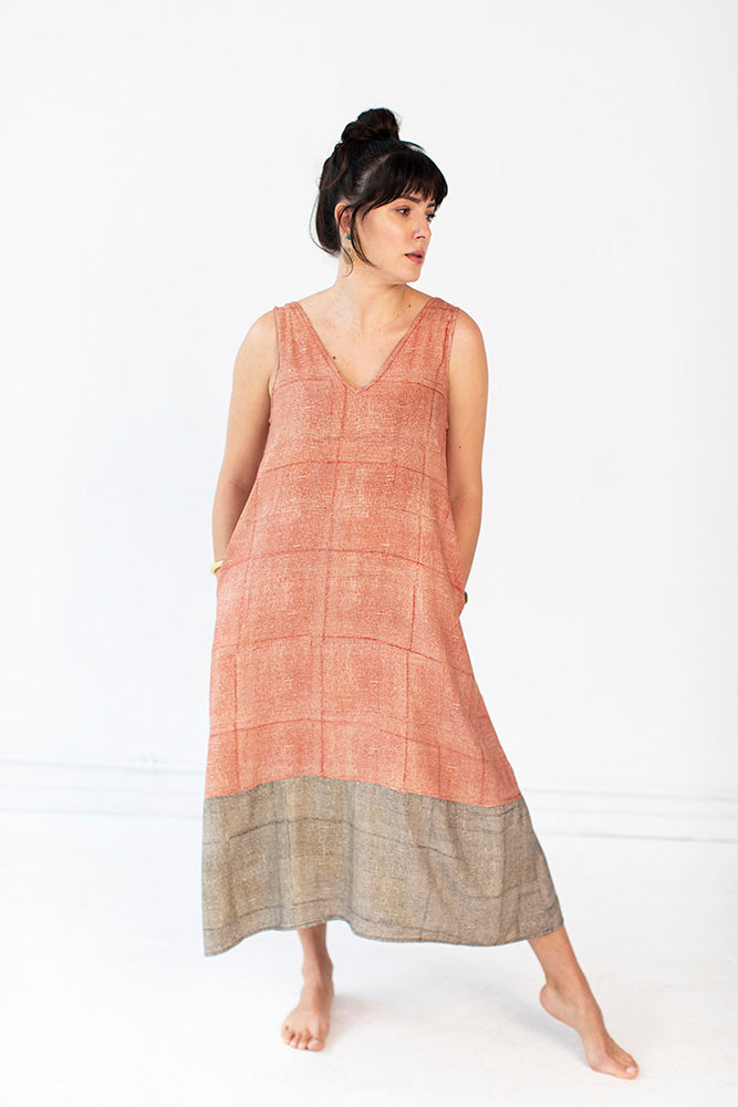 Shop long dress: Green block print dress online at bebaakstudio.com – Bebaak