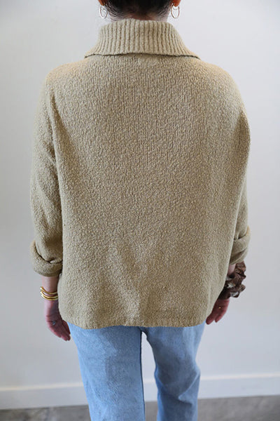 Back view of the Benetton Vintage Cowl Neck Sweater. Paired here with vintage Levi denim. Dress up or down.