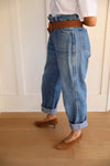 Vintage wrangler denim styled with camel heels and a matching belt