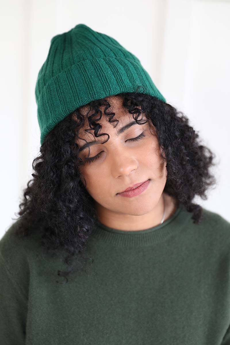 Joyride Supply - Cashmere Emerald Green Ribbed Beanie