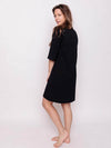Ethically made black dress composed of 95% Organic Cotton 5% Spandex.