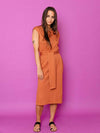 Mata Traders sleeveless shift dress features a pretty side slit, and removable tie belt cut from a super-soft rib knit cotton.