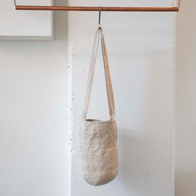 Large cream Mochila Bag ethically made in Colombia. Handspun from 100% virgin wool.