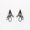 Black rope dangly earrings with brass details ethically made by Pichulik in South Africa