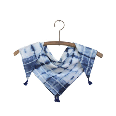 Tye dye bandana in blue and white handcrafted from 100% cotton by artisans in India for Rover & Kin