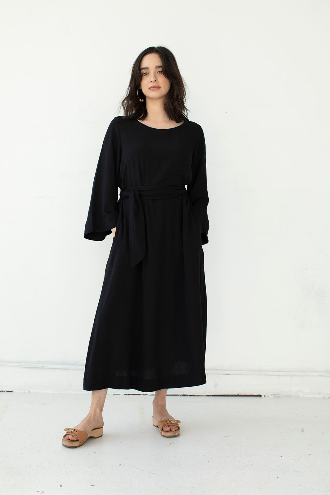 Tomoko Bell Sleeve Midi-Dress by Cura