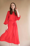 Tomoko Bell Sleeve Midi-Dress by Cura