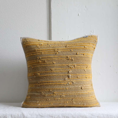 Handwoven mustard small stripes pillowcase ethically made by Tonlé in Cambodia.