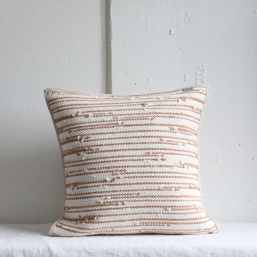 Handwoven natural small stripes pillowcase ethically made by Tonlé in Cambodia.